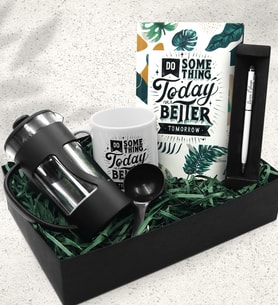 Özel Tasarım Baskılı Kupa & Özel Tasarımlı Defter & French Press & Kişiye Özel Touch Pen Kalem Hediye Seti