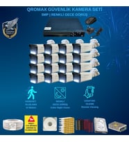 Qromax 16 Kamerali Set - Gece Renkli Gösteren Hareket Algilayan 5 Mp Sony Lensli 1080p Full Hd Güvenlik Kamerasi Seti 3404w
