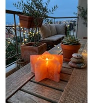 Himalaya Tuzu Mumluk - Doğal Tuz Dekoratif Mumluk - Ev ve Ofis Dekorasyonu 15 cm