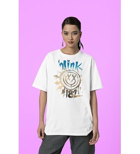 Blink 182 Gülen Yüz Baskılı Unisex Oversize Tişört