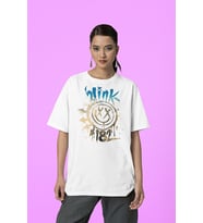 Blink 182 Gülen Yüz Baskılı Unisex Oversize Tişört
