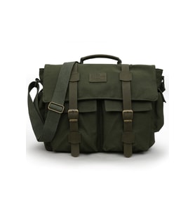 Dark Cotton 7238 Suya Dayanıklı Kanvas Postacı Çantası - 15.6  inç Laptop Bölmeli Vintage Omuz (Haki)