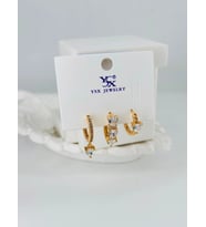 Zirkon Taşlı Üçlü Kombin Küpe - Kp00370