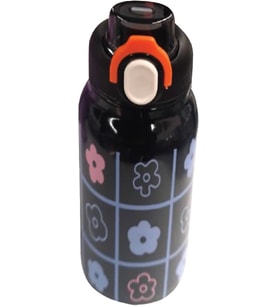 Çelik İçli Termos 550Ml Siyah Çiçekli