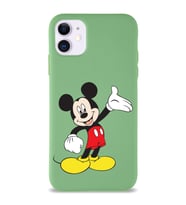 Apple iPhone 11 Uyumlu Lansman Kılıf Mickey Mouse Tasarımlı Altı Kapalı İçi Kadife Kaplı  Kapak (Şeffaf)