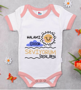 BK Kids Kişiye Özel Pembe Bebek Body Zıbın - Model 95