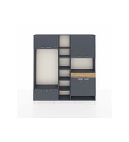 Arges Dolap 12 Raflı Tek Çekmeceli 8 Kapaklı 220x30x243 Antrasit-Antrasit/Çam