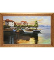 Çerçeveli Paspartulu Manzara Tablo bm0998 (Gold)