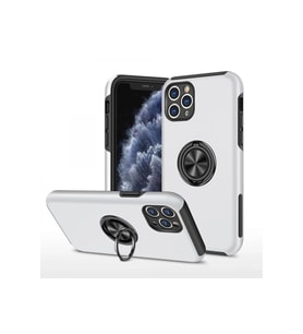 Newface Apple iPhone 11 Pro Max Kılıf Elit Yüzüklü Kapak - Gümüş