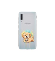 Samsung Galaxy A50 ile Uyumlu Splash Köpek Tasarımlı Şeffaf Silikon Kılıf