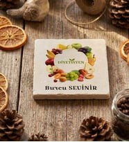 Kişiye Özel Diyetisyen Bardak Altlığı Tıp Bayramı Hediyesi (Krem)