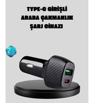 Pd Destekli 38w Araç Şarj Başlığı Type-c + Usb Çift Çıkış Hızlı Şarj