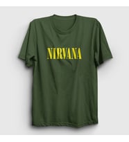 Presmono Unisex Haki Yellow Nirvana T-Shirt 99703tt (Haki)