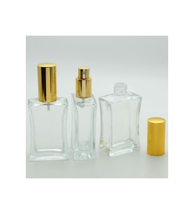 PARFÜM ŞİŞESİ 50 ML (2 ADET) İÇBÜKEY SARI METAL VALF VE KAPAK BOŞ ŞİŞE