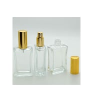 PARFÜM ŞİŞESİ 50 ML (2 ADET) İÇBÜKEY SARI METAL VALF VE KAPAK BOŞ ŞİŞE
