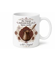Osmanlı Kahvesi Temalı Baskılı Kupa Bardak Hediye Özel Tasarım Porselen Mug