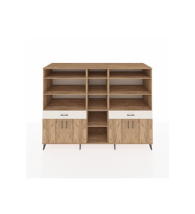 Kronos Dolap 12 Raflı 2 Çekmeceli 4 Kapaklı 220x59x163 Çam-Çam/Aytaşı