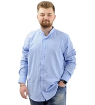 Mode XL Büyük Beden Erkek Gömlek Uzun Kol Likralı Keten Gömlek U20385 Mavi