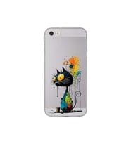 Iphone 5 ile Uyumlu Splash Kedi Tasarımlı Şeffaf Silikon Kılıf