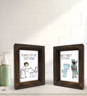 Bk Gift Banyo Dekoratif 2'li Doğal Masif Ahşap Çerçeve 15x20cm-29 (Beyaz)