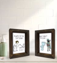 Bk Gift Banyo Dekoratif 2'li Doğal Masif Ahşap Çerçeve 15x20cm-29 (Beyaz)