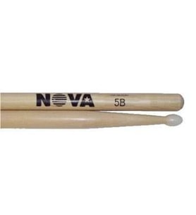 Vic Firth N5BN Nova 5B Naylon Uçlu Hickory Baget (Ekonomik Seri) Kalın Profil ile Güçlü Vuruşlar, Rock ve Pop İçin İdeal Ağırlık, Dayanıklı Naylon Uç Yapısı