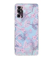 Samsung Galaxy S20  Kamera Korumalı Kapak Floral Pudra Tasarımlı  Şeffaf  Kılıf