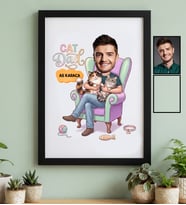 Kişiye Özel Karikatürlü Cat Dad Kedi Babası Siyah Çerçeve Babalar Günü Hediyesi