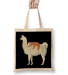 Cute & Funny Sloth Sleeping on Llama Bez Çanta Uzun Saplı