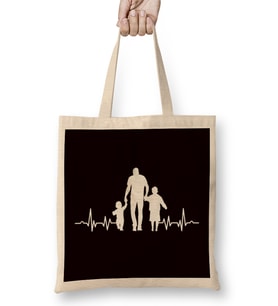 Heartbeat Father Children Son Daughter Papa Dad Daddy Poppa Bez Çanta Uzun Saplı