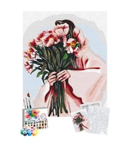 Sayılarla Boyama Seti 40 x 50 cm Tuval Şasesine Gerili Kucaktaki Çiçek