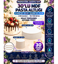 30’lu Profesyonel MDF Pasta Altlığı Seti – 10 Adet 20×20 cm + 20 Adet 10×10 cm – Kare/Yuvarlak – Lazer İşleme Seçenekli