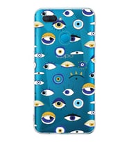 PrintiFy Oppo A12  ile Uyumlu 1mm Slim Fit Nazar Boncuğu 2 Baskılı Şeffaf  Kılıf