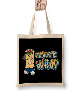 Cute & Funny Gangsta Wrap Yo! Burrito Rap Food Pun Bez Çanta Uzun Saplı