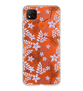 Xiaomi Redmi 9C Uyumlu Kapak Floral Lila Tasarımlı Şeffaf Silikon Kılıf