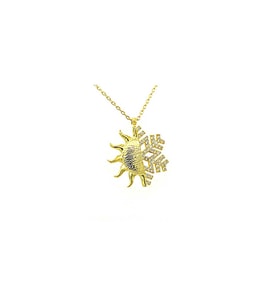 925 Ayar Gümüş Gold Güneş Kartanesi Kadın Kolye