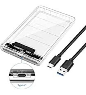 HARDDİSK KUTUSU ŞEFFAF 2.5'' HDD 3.1 TO TYPE-C 6 GBPS MAX 4 TB E KADAR DESTEKLİ