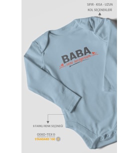 Baba, Seni Seviyorum Uzun Kollu Bebek Body %100 Pamuk