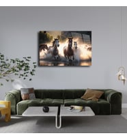 Leylaser At Temalı Cam Tablo Duvar Dekoru 4