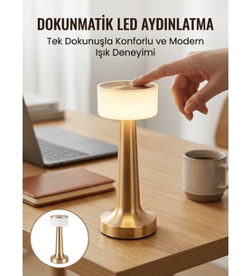 Kablosuz Renkli Masa ve Gece Lambası Altın Rengi Dokunmatik Led Lamba Yeni Nesil