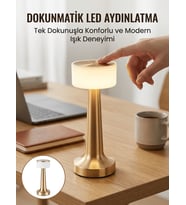 Kablosuz Renkli Masa ve Gece Lambası Altın Rengi Dokunmatik Led Lamba Yeni Nesil