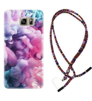 Samsung S7 Edge S20 Fe Plus Ultra S21 S22 Kılıf Boyun Asklı Rasta Silikon Pink Cloud 1305