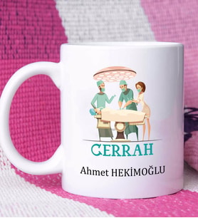 Doktora Hediye Cerrah tasarımlı Kişiye Özel Hediye Doktor Kupa Bardak
