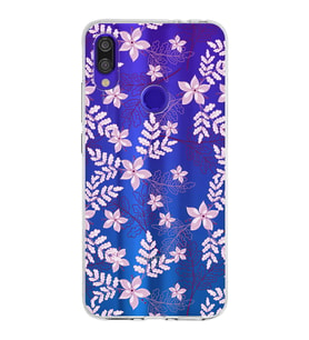 Xiaomi Redmi Note 7 Pro Uyumlu Kapak Floral Pudra Tasarımlı Şeffaf Silikon Kılıf