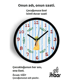 İsme Özel Gözlüklü Ördek Çocuk Odası Duvar Saati Orta Boy 30 cm Siyah Camlı Sessiz