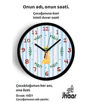 İsme Özel Gözlüklü Ördek Çocuk Odası Duvar Saati Orta Boy 30 cm Siyah Camlı Sessiz