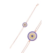 Nazar Boncuğu Tasarım Safir Zirkon Taşlı Roslu Kadın Bileklik (M) 201025038
