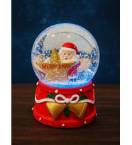 2026 Yılbaşı Temalı LED Işıklı Yıldızlı Noel Baba Kar Küresi 9 cm Orta Boy Yeni Yıl Süsü - 48
