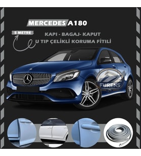 Mercedes A180 Oto Araç Kapı Koruma Fitili 5metre Parlak Gri Renk