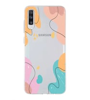 Samsung Galaxy A70s  Uyumlu Kapak Karışık Renkler Tasarımlı Şeffaf Silikon Kılıf